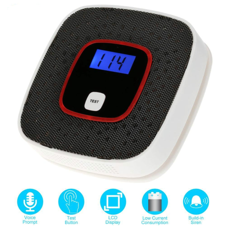 Carbon Monoxide Detector Gas Alarm Sensor Poisoning Gas Tester Human Voice Warning Detector with LCD Display Carbon Monoxide Detector Gas Alarm Sensor Poisoning Gas Tester Human Voice Warning Detector with LCD Display
